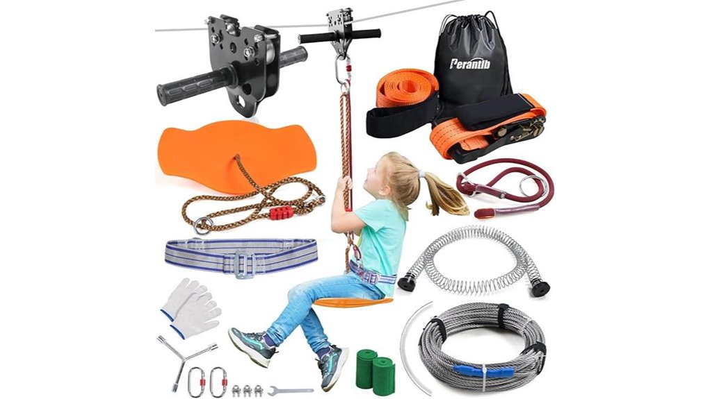 backyard zipline 80ft spring brake