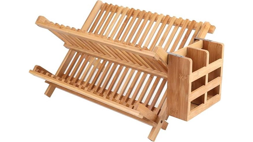 bamboo dish utensil rack