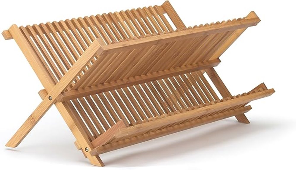 bamboo folding dish rack
