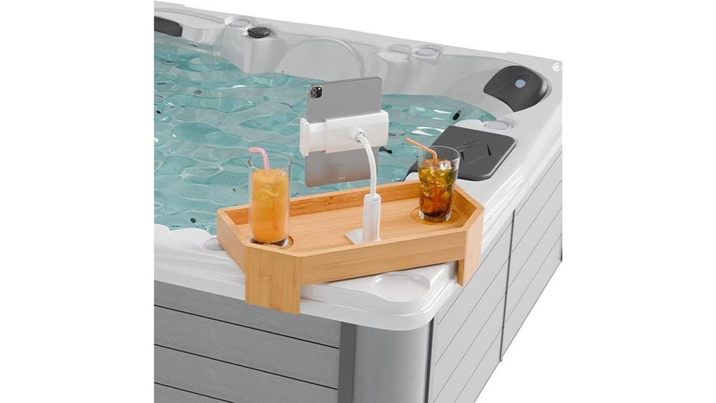 bamboo hot tub tray