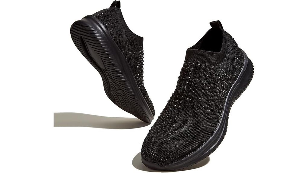 belos rhinestone mesh slip on