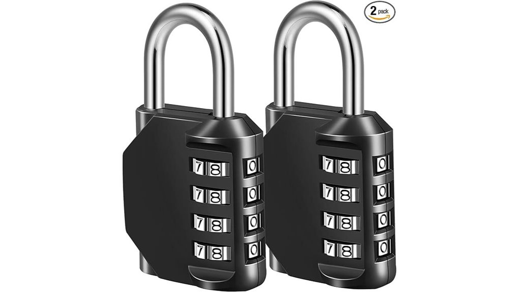 black 4 digit padlock pack