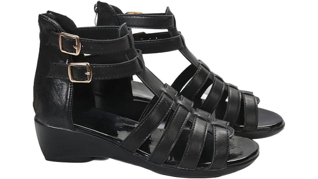 black leather gladiator sandals
