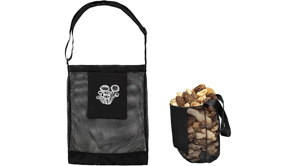 black mesh mushroom foraging bag
