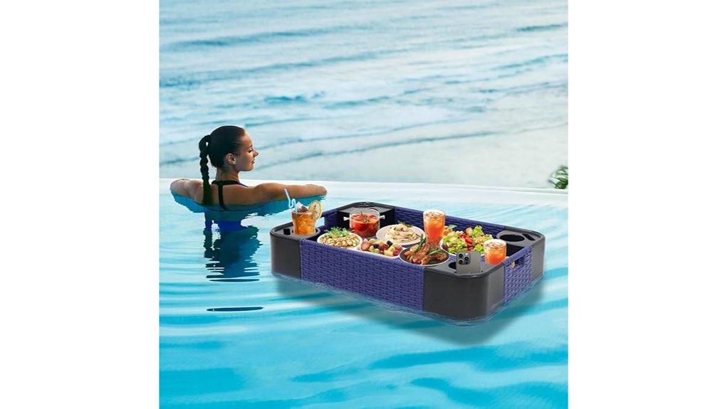 blue floating wicker tray
