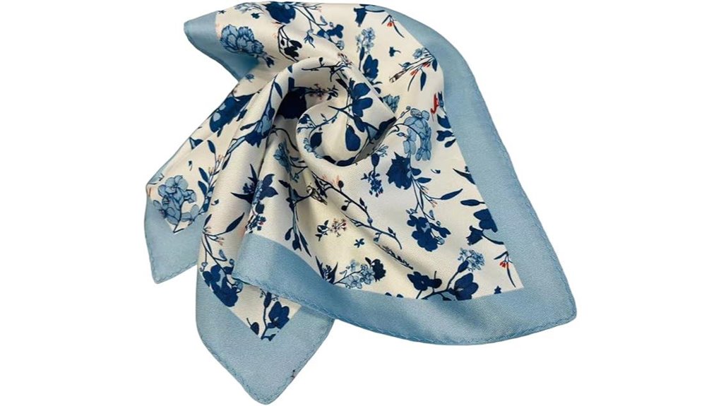 blue flower bird handkerchief