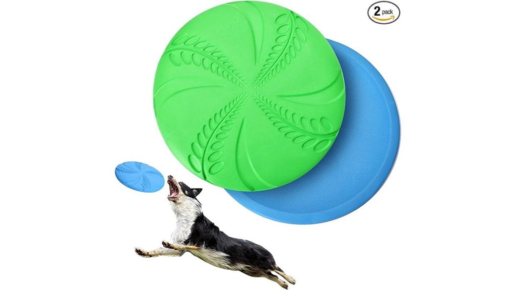 blue green floating dog discs