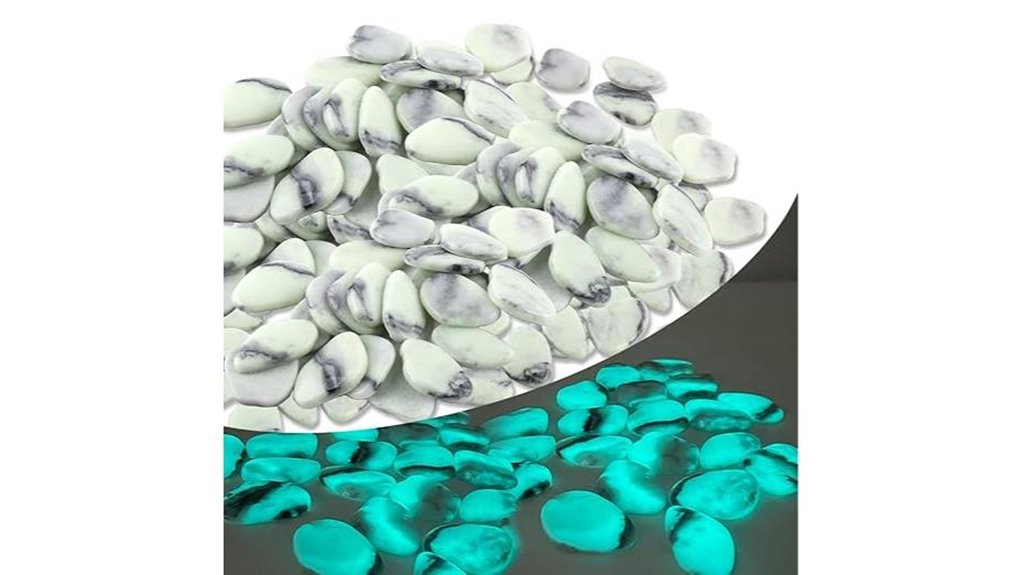 blue green glow in dark pebbles