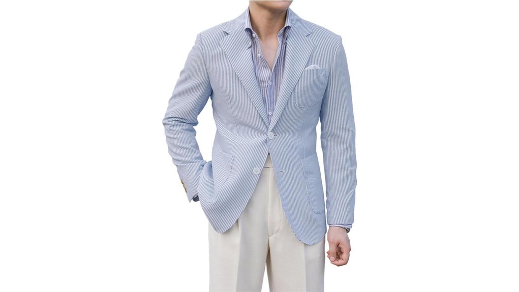blue summer seersucker blazer