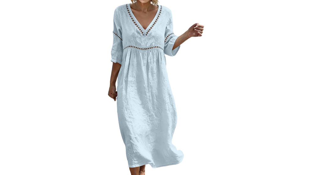 boho linen maxi v neck