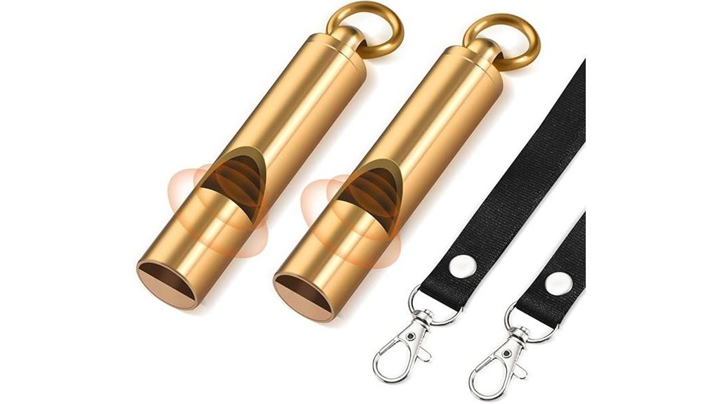 brass emergency whistles 2 pack