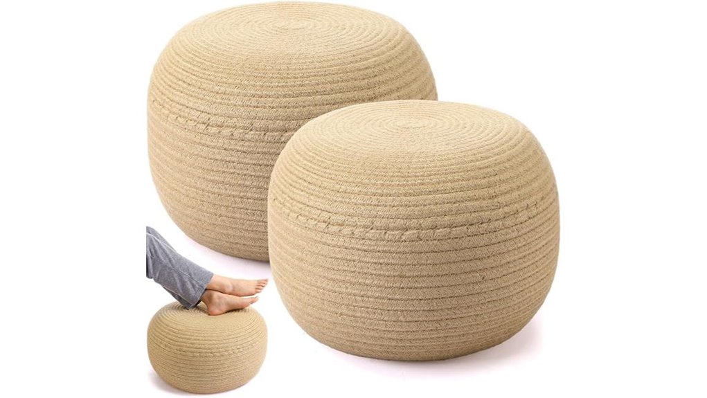 briwooody twin jute poufs