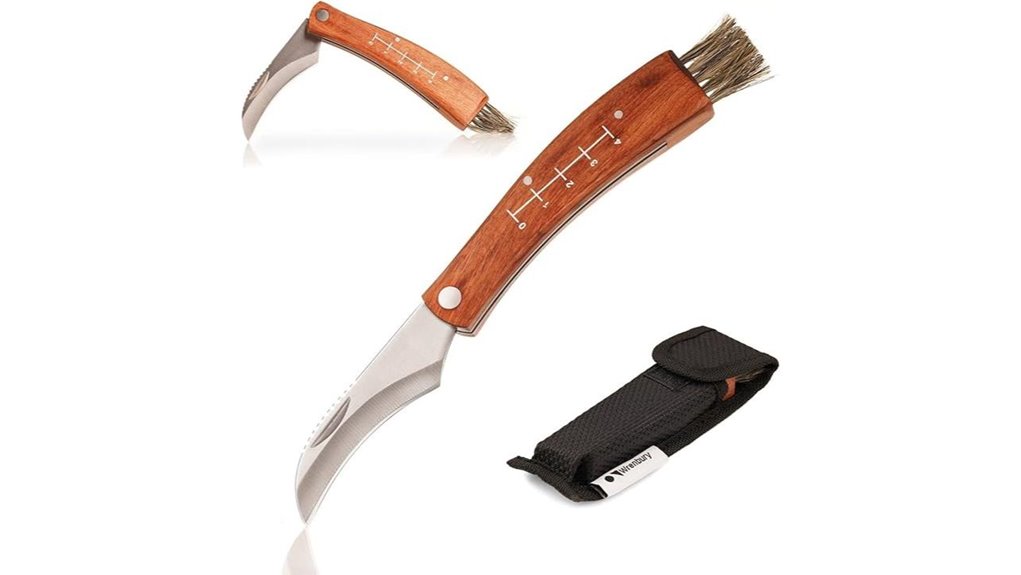 brush equipped mushroom foraging knife