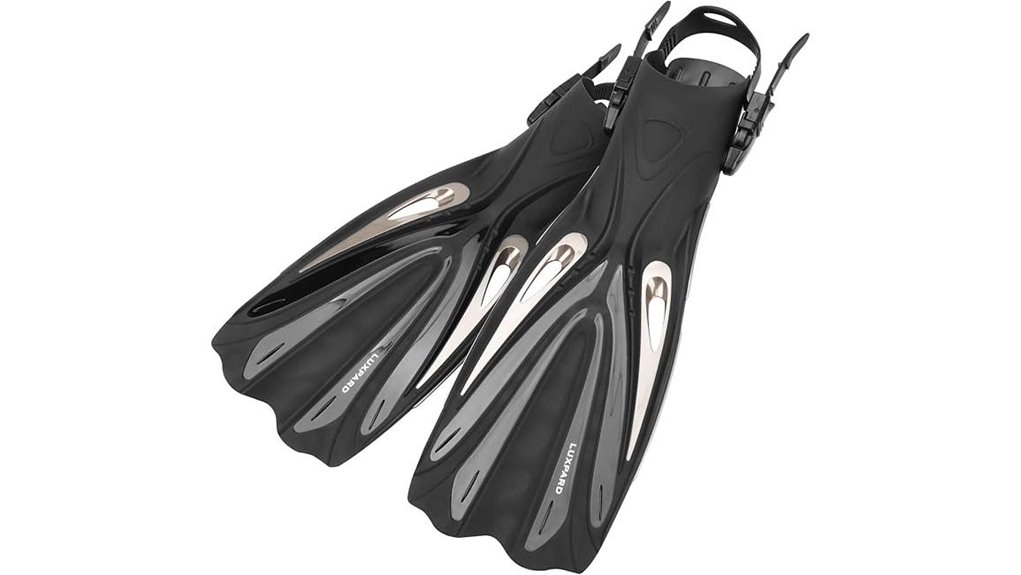buckled open heel scuba fins