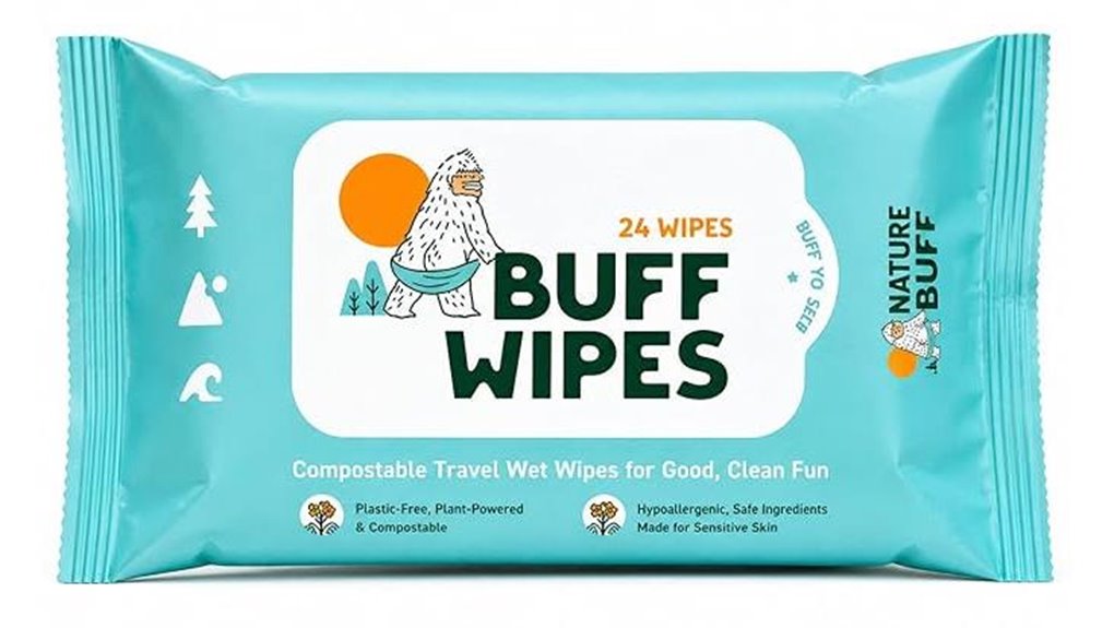 buff biodegradable camping wipes
