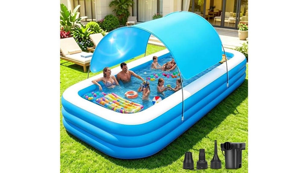 canopy pumped inflatable pool