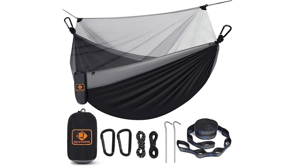 carabiner equipped lightweight camping hammock