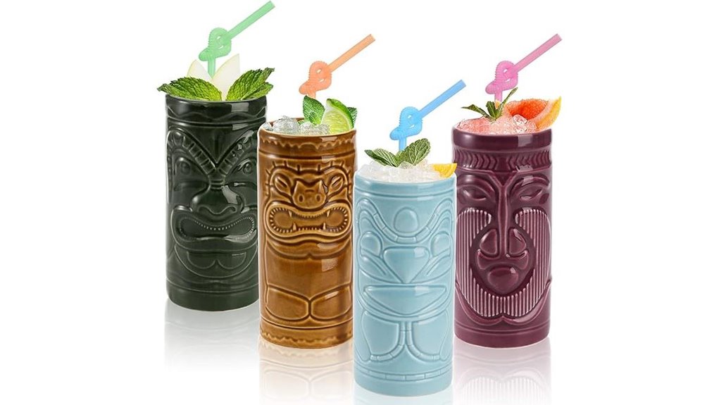 cedilis 4 pack tiki mugs