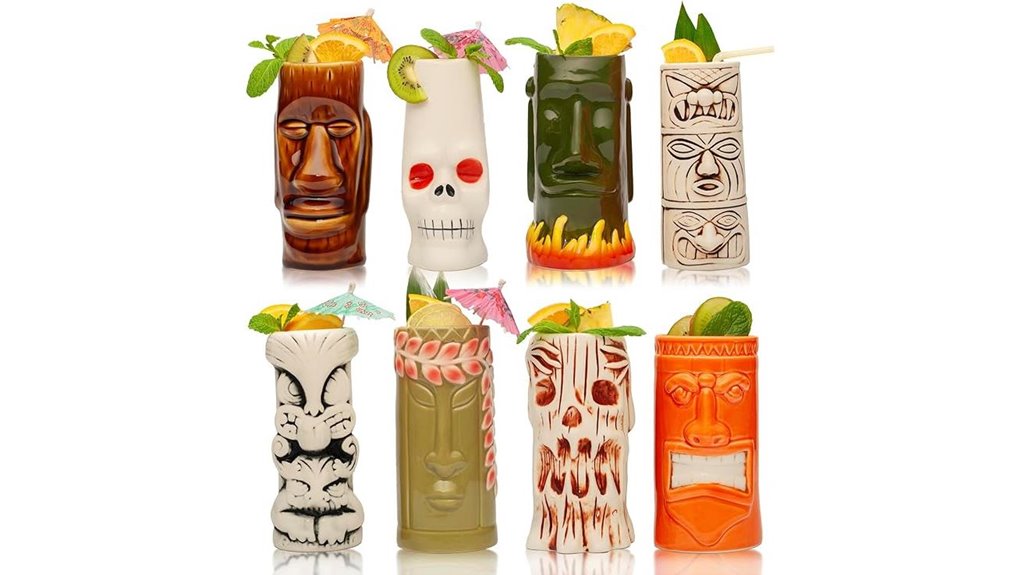 ceramic hawaiian tiki glasses