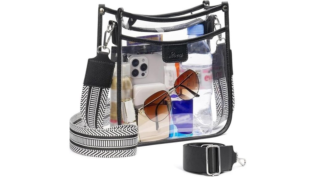 clear three pocket crossbody bag