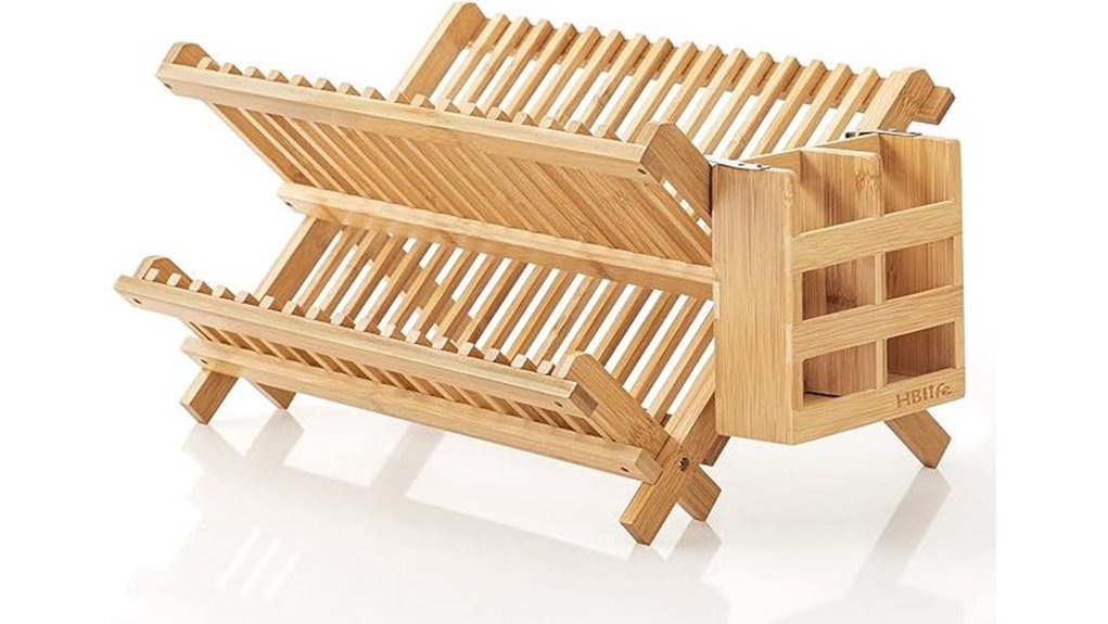 collapsible bamboo 2 tier rack
