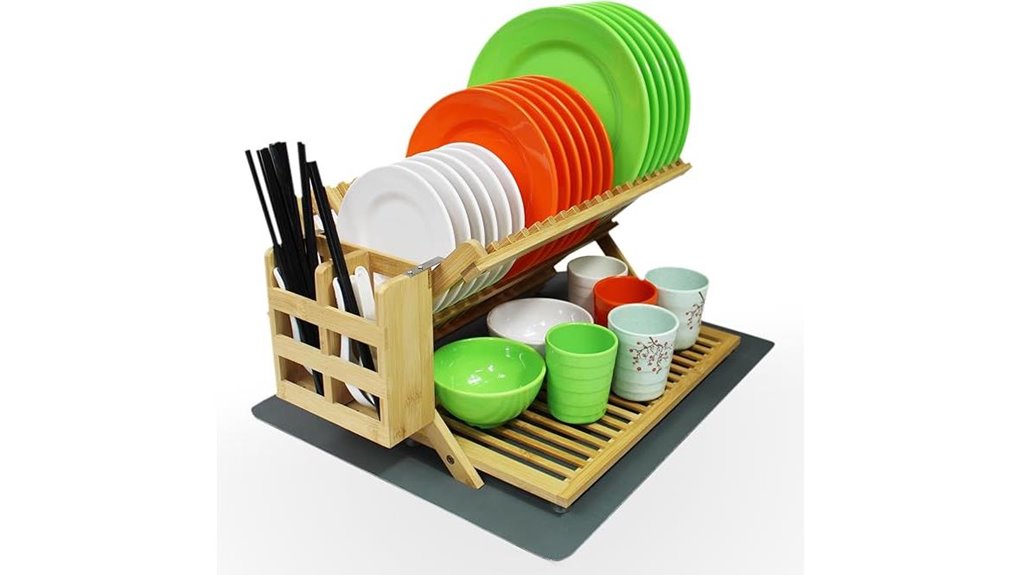 collapsible bamboo 3 tier rack