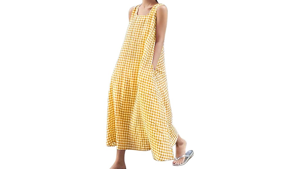 cotton plaid maxi dress
