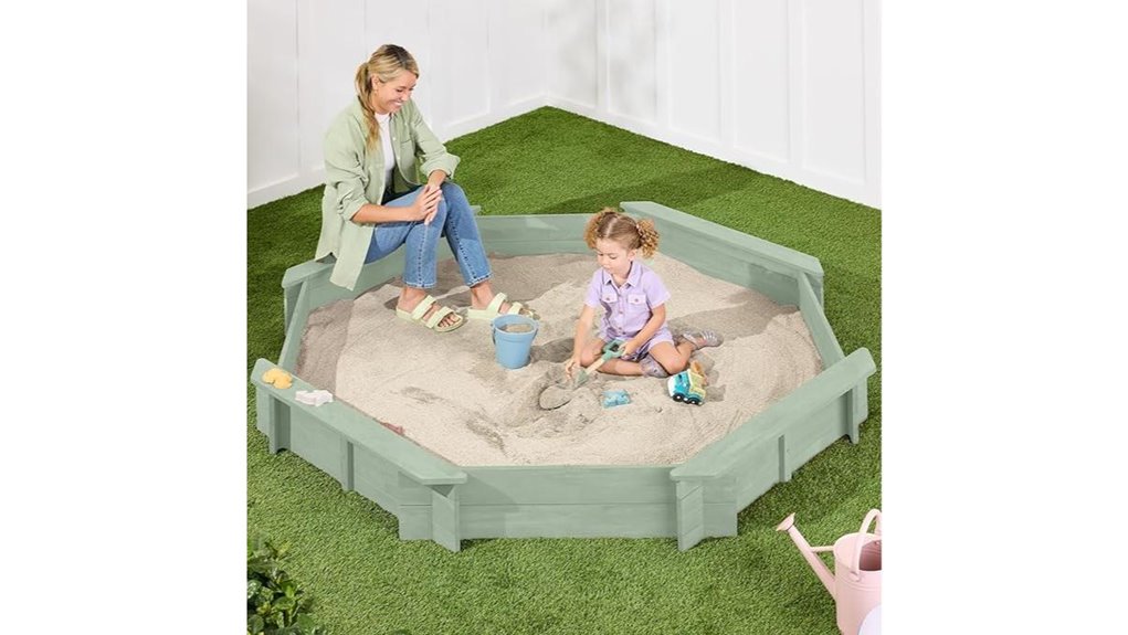 covered octagonal wooden sandbox