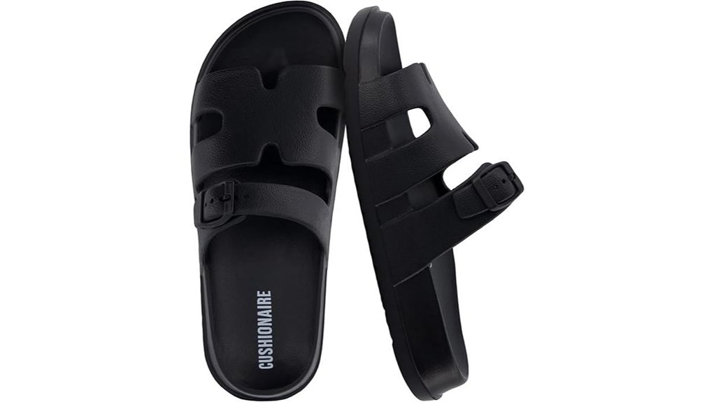cushionaire waterproof slip on slides