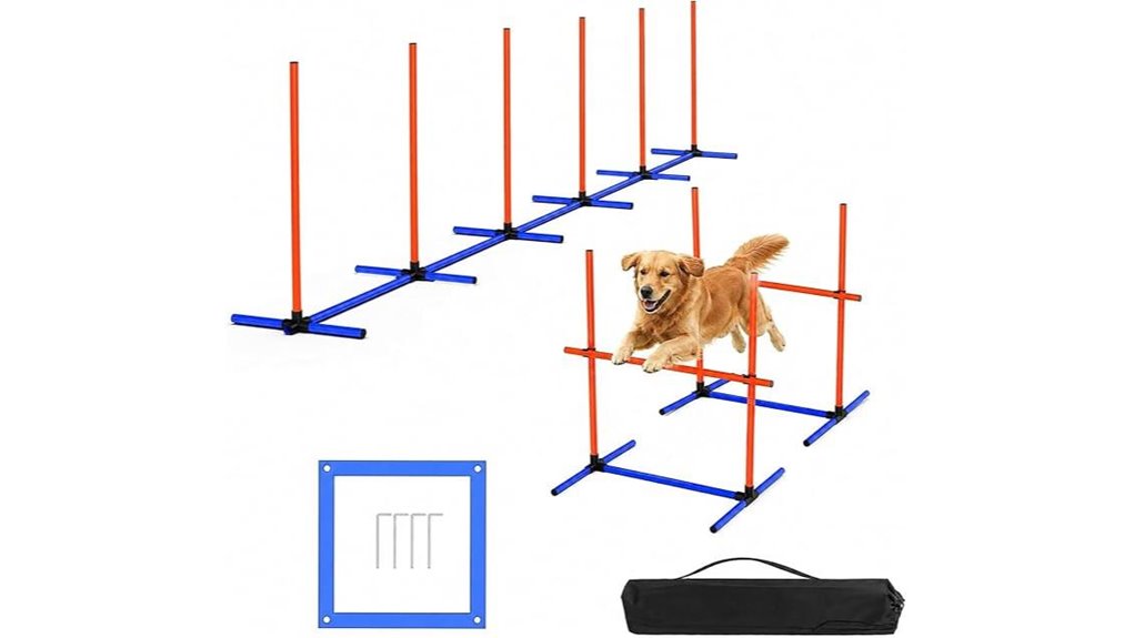 dog agility jump weaves