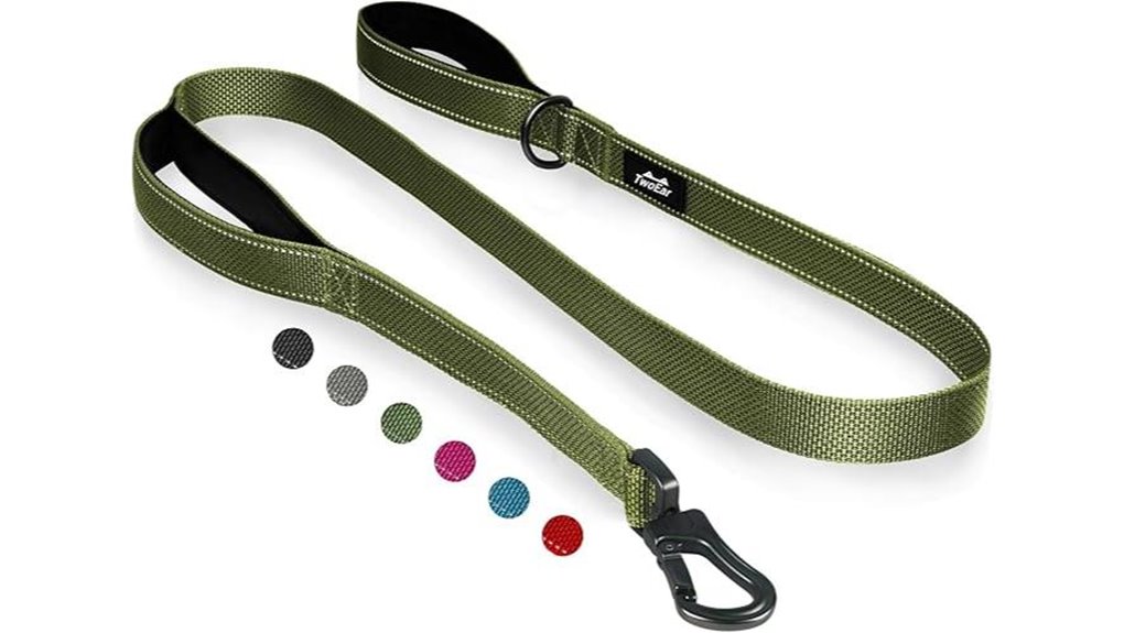 dual handled 4ft green leash