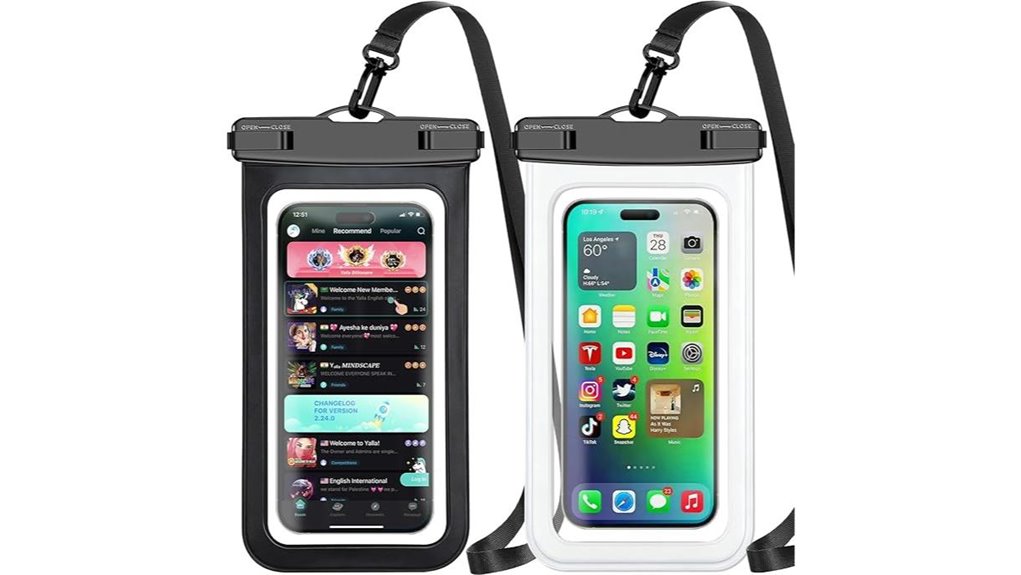 dual ip68 lanyard pouches