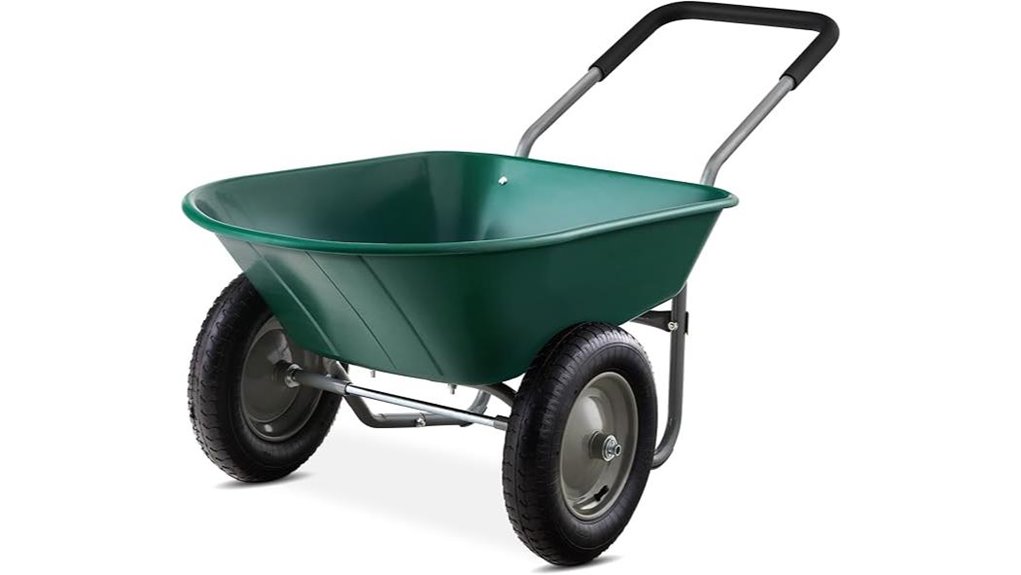 dual wheel green garden cart