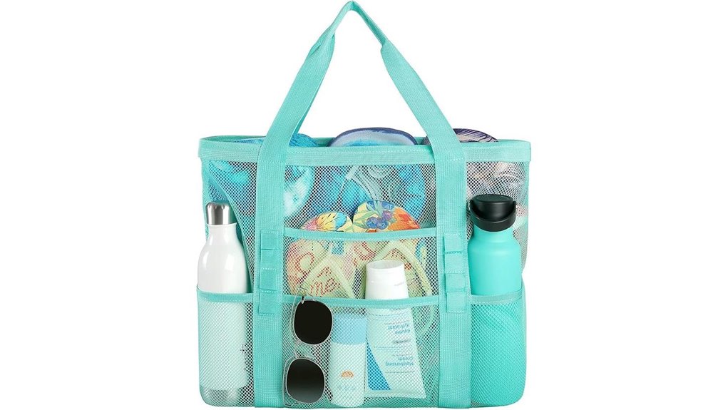 eight pocket mesh beach tote