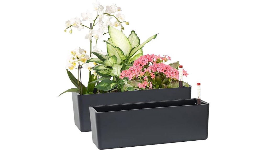 elongated self watering window pots