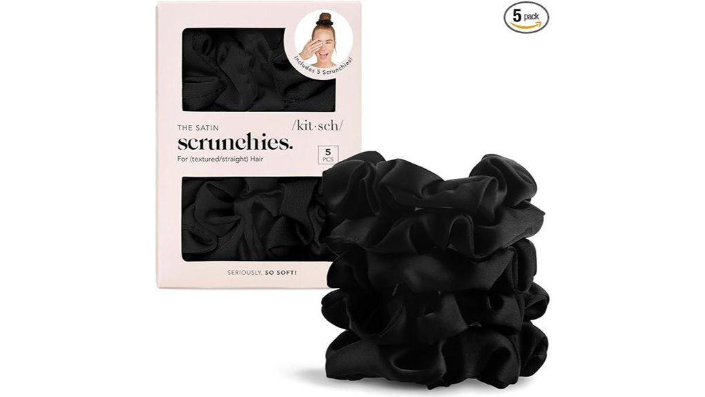five black kitsch scrunchies