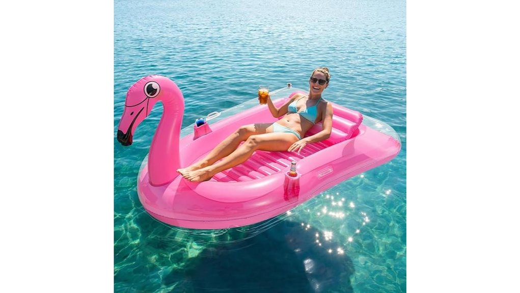 flamingo float with cupholders