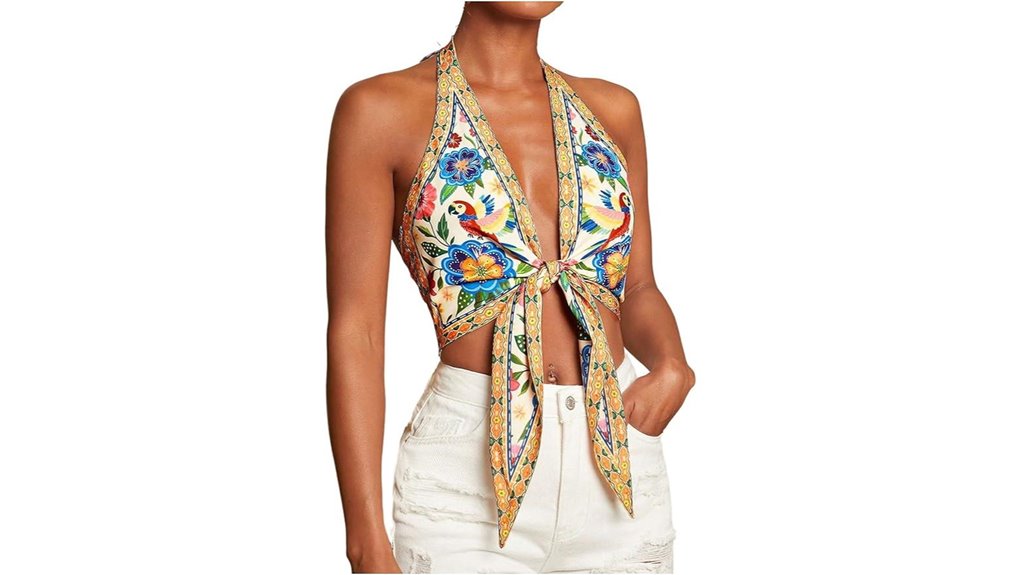 floerns floral halter crop