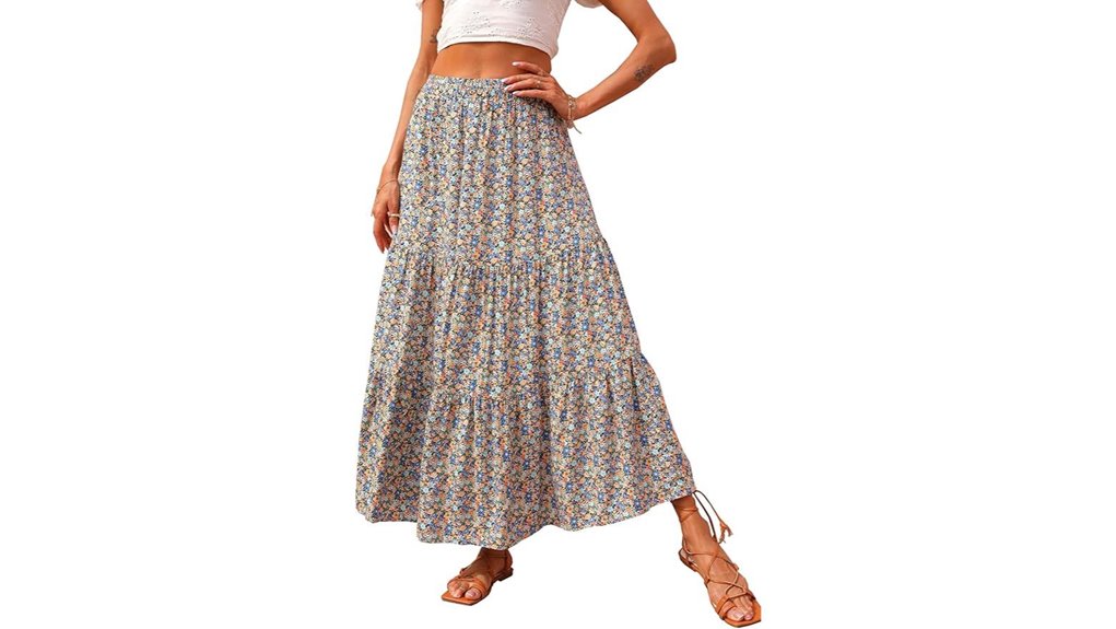 floral boho maxi skirt