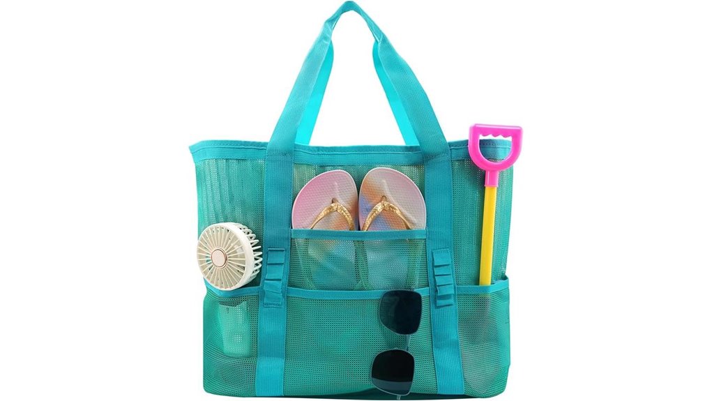 foldable 9 pocket mesh tote