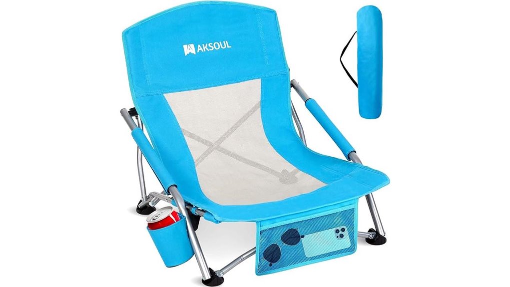 foldable beachchair pillow pocket