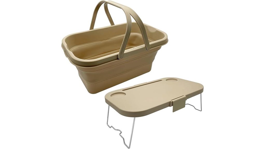 foldable khaki picnic bucket