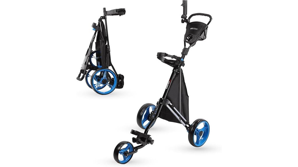 foot braked folding golf trolley