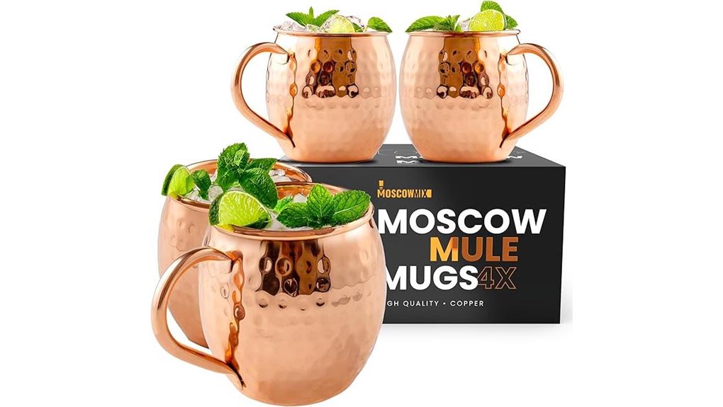 four 16oz copper mugs
