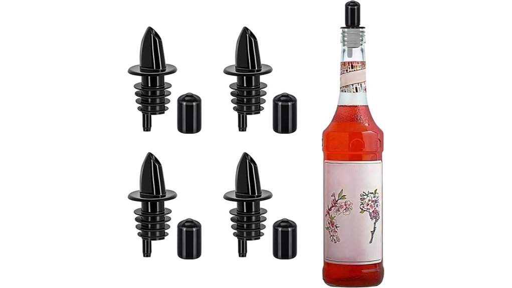 four black bottle accessories