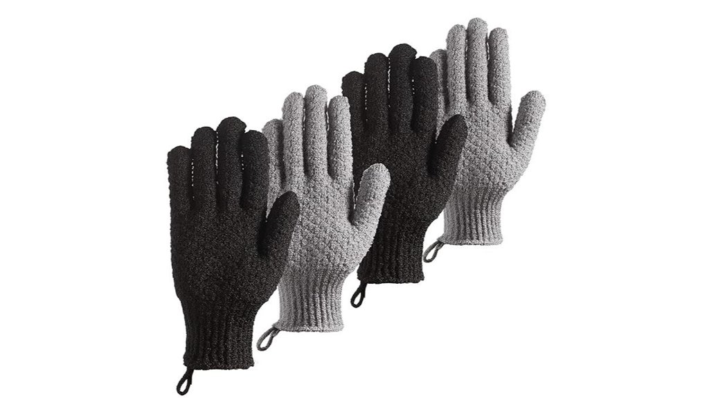 four black gray gloves