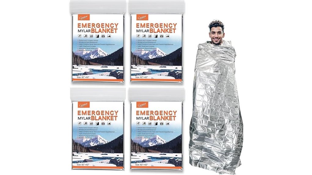 four large mylar blankets