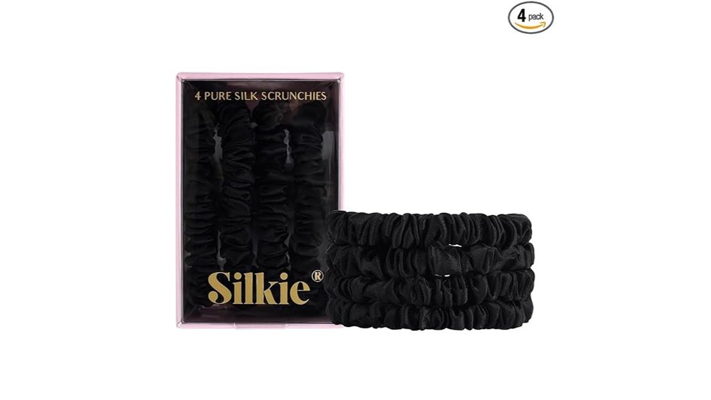 four mulberry black scrunchies