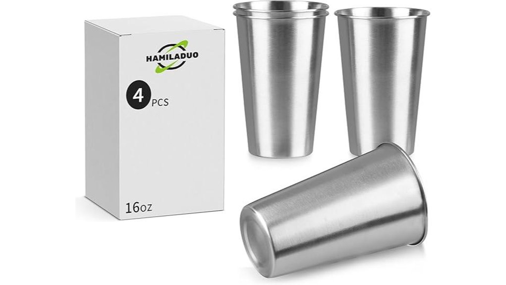 four pack 16oz steel cups