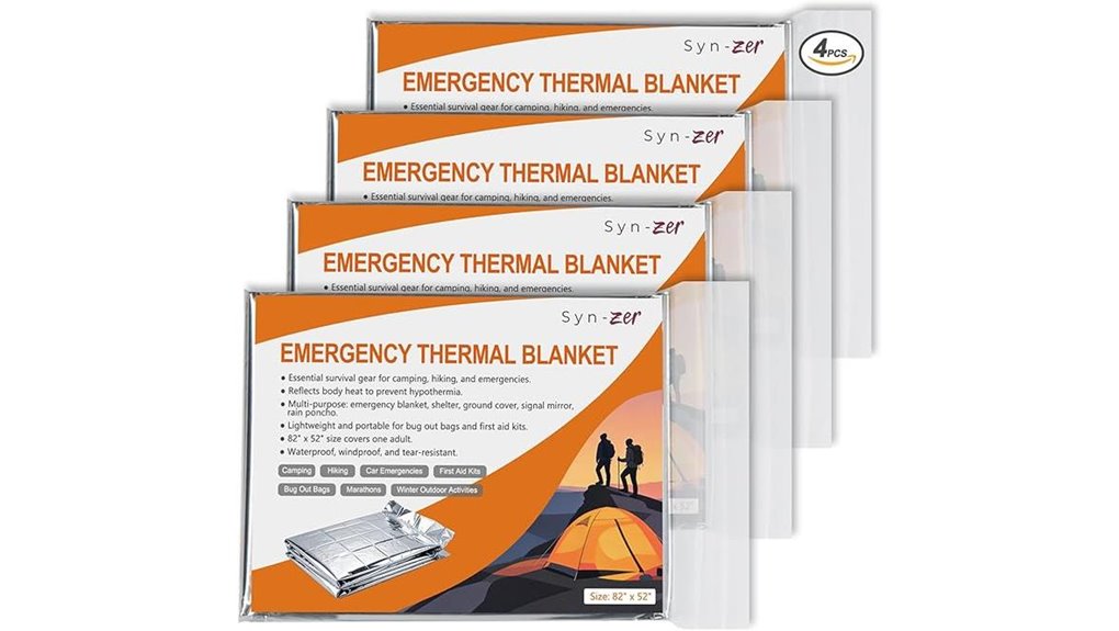 four pack 82x52 mylar blankets